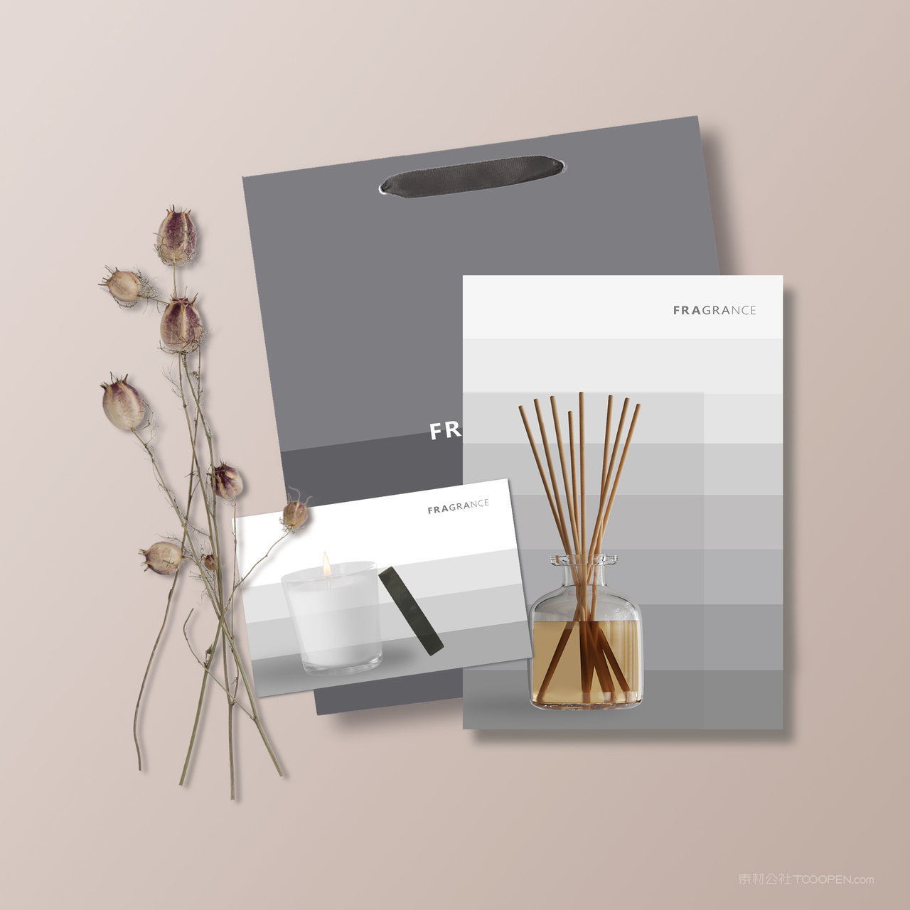 香薰品牌VI手提袋宣传单贴图样机