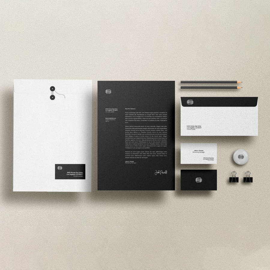 VI样机A4单页信封名片样机模板