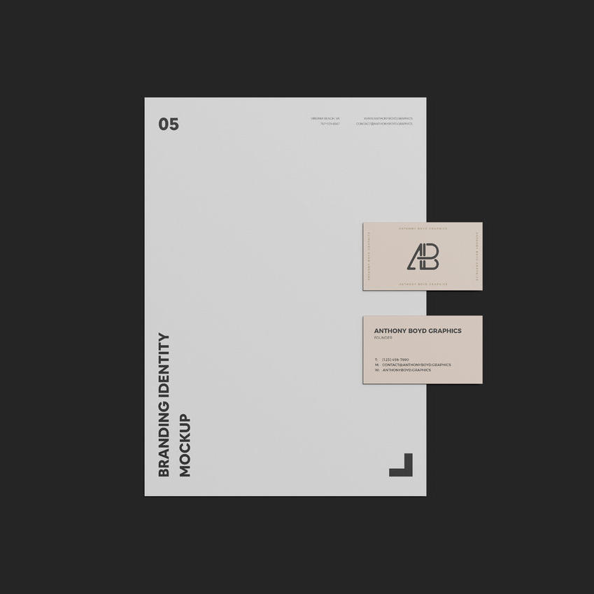 品牌标识模型VI样机A4纸张和名片样机