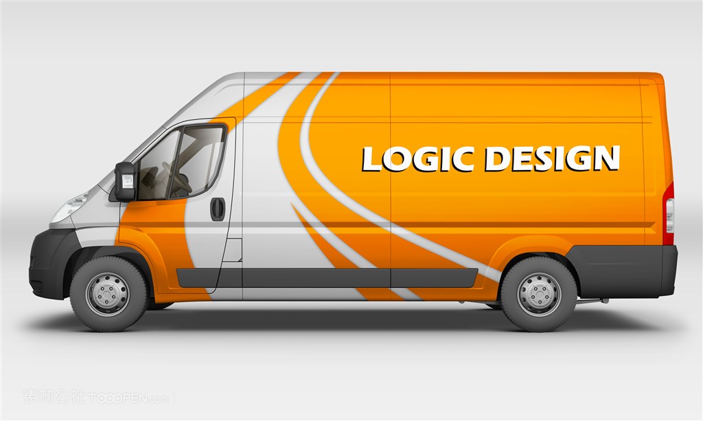 公共汽车大巴车厢式货车面包车贴图样机设计模板效果VI素材PSD分层