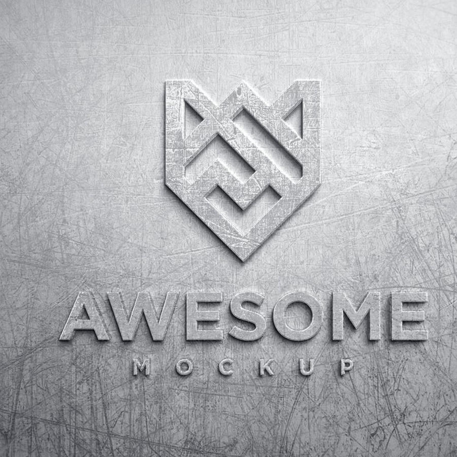 划伤的金属logo样机