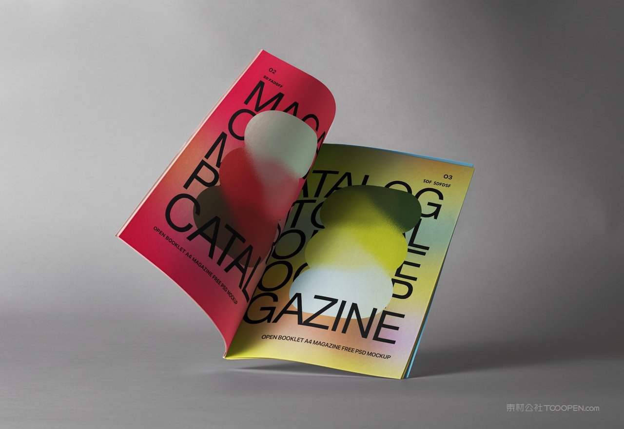 A4画册样机效果展示杂志内页翻开书本