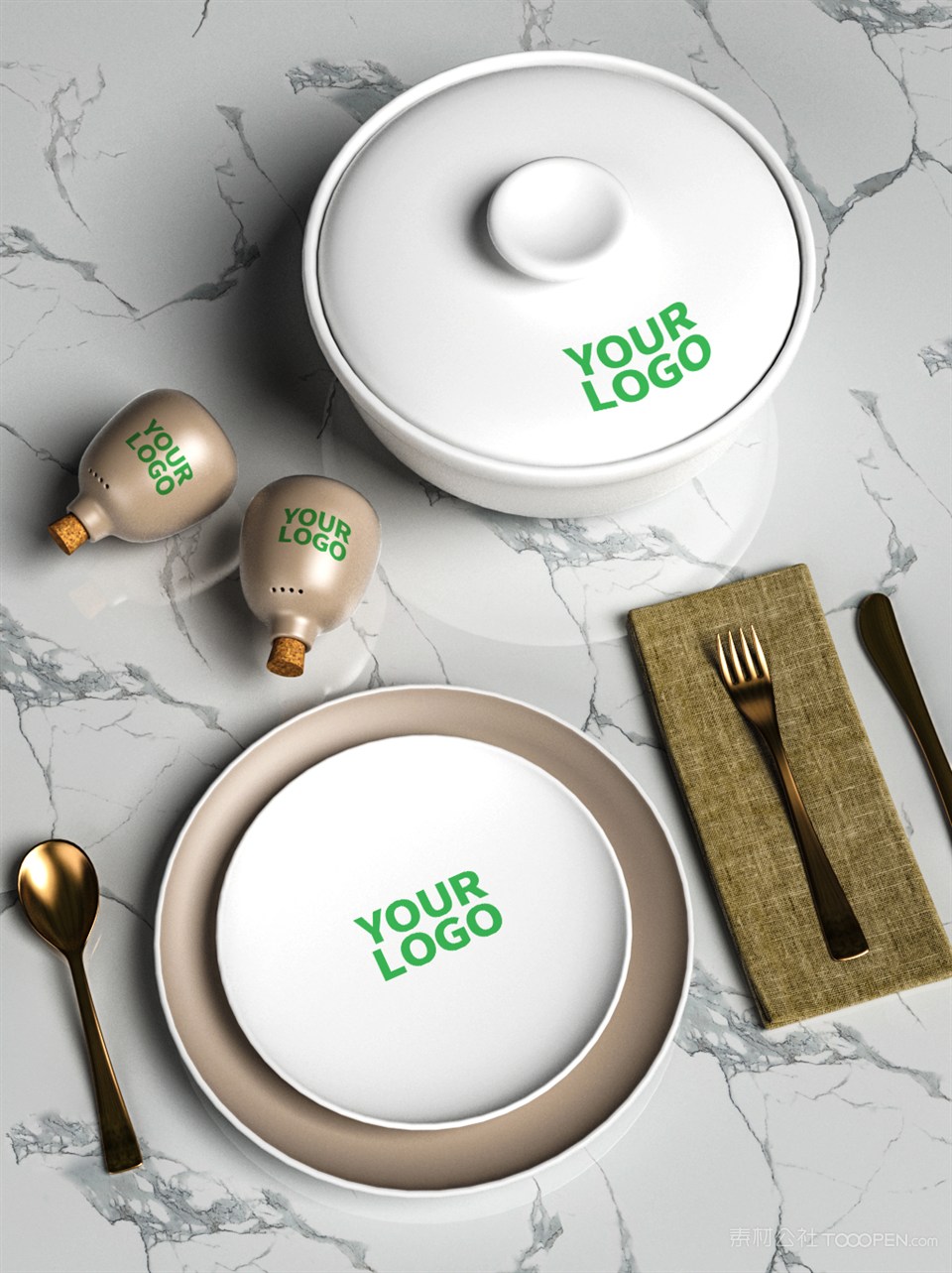 自然摆放餐具logo效果样机
