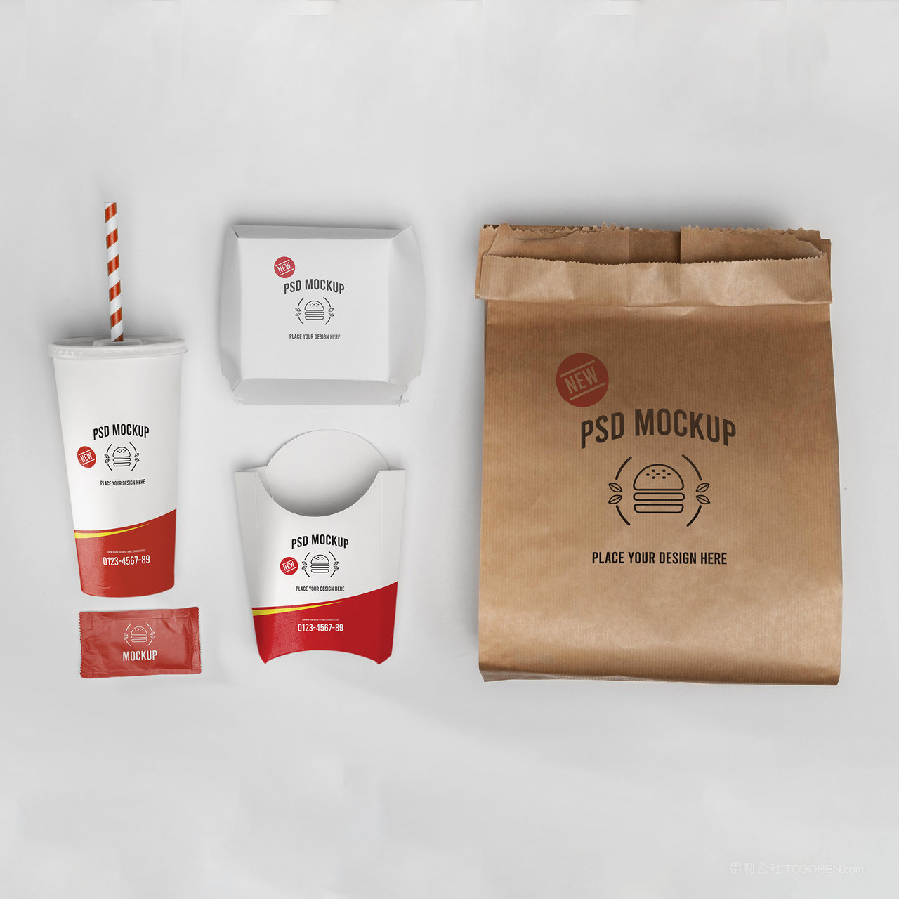 薯条汉堡饮料包装贴图样机