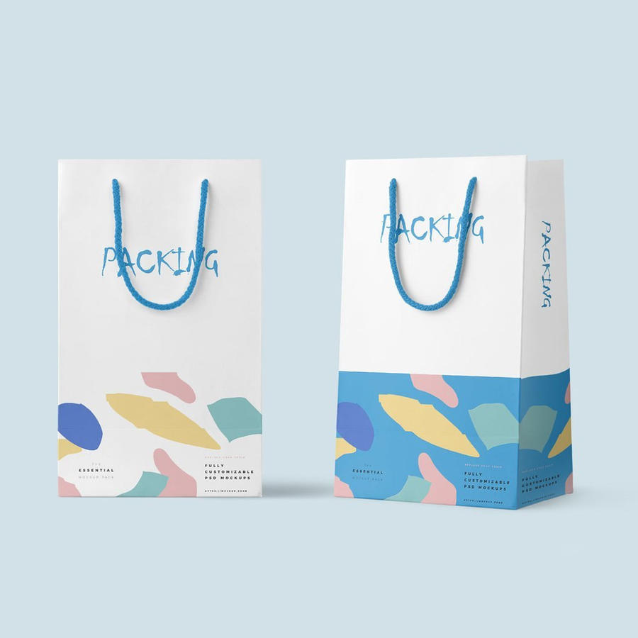 时尚产品纸盒包装礼品袋纸样机