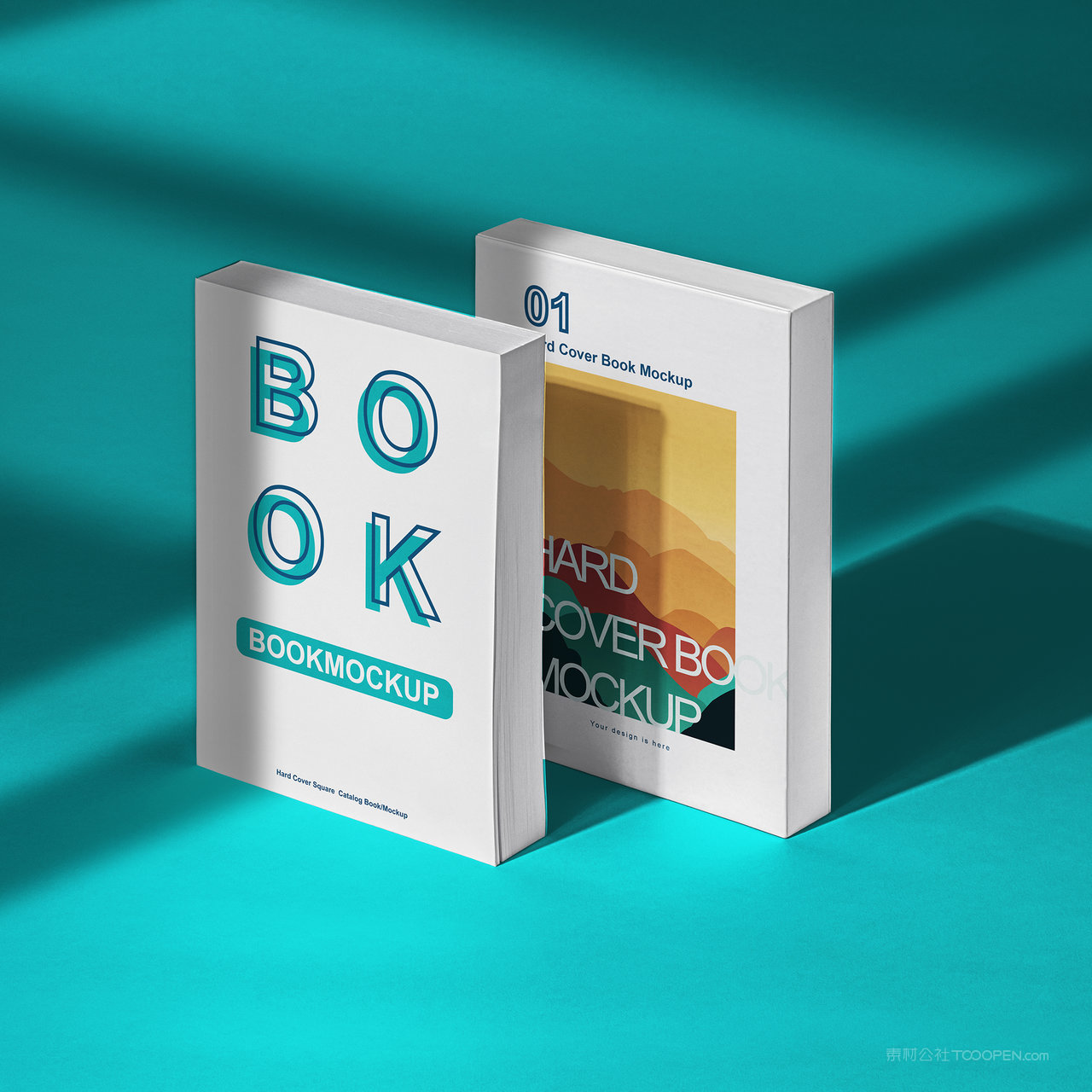 光影效果画册硬壳书籍贴图样机