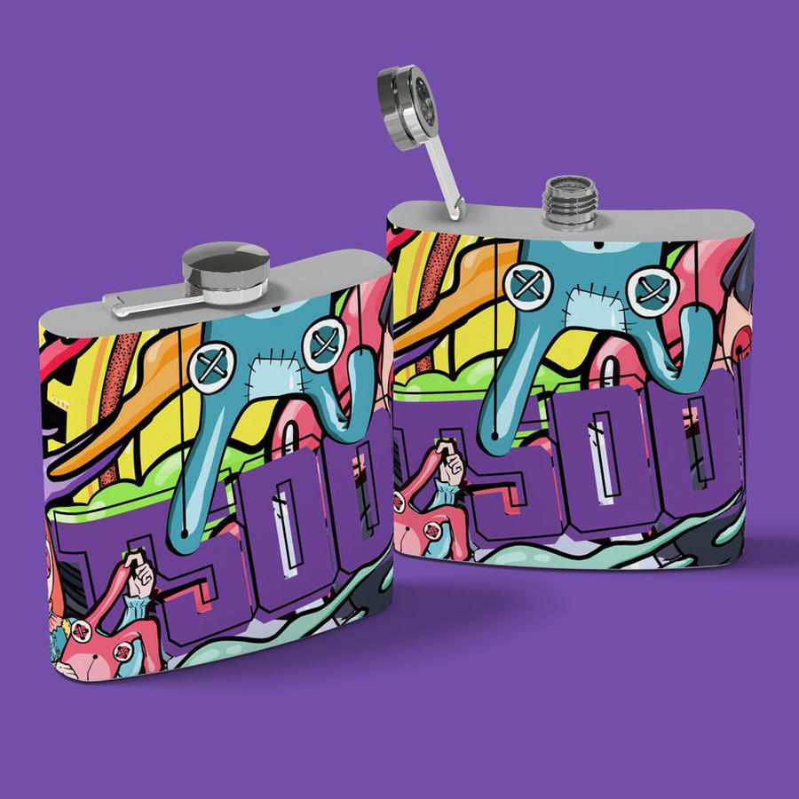 洋酒瓶子酒壶紫色潮流插画高端文旅品牌样机 (46)