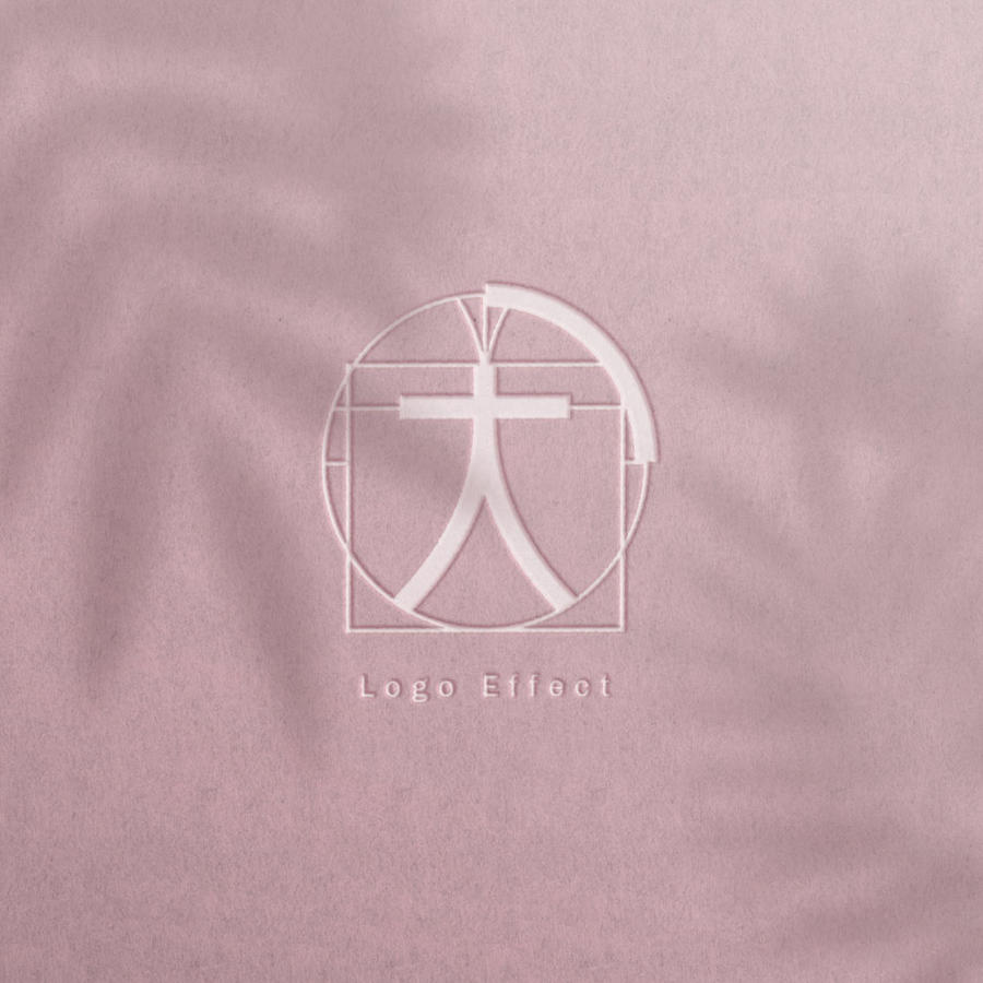 粉色背景上的凹印logo样机