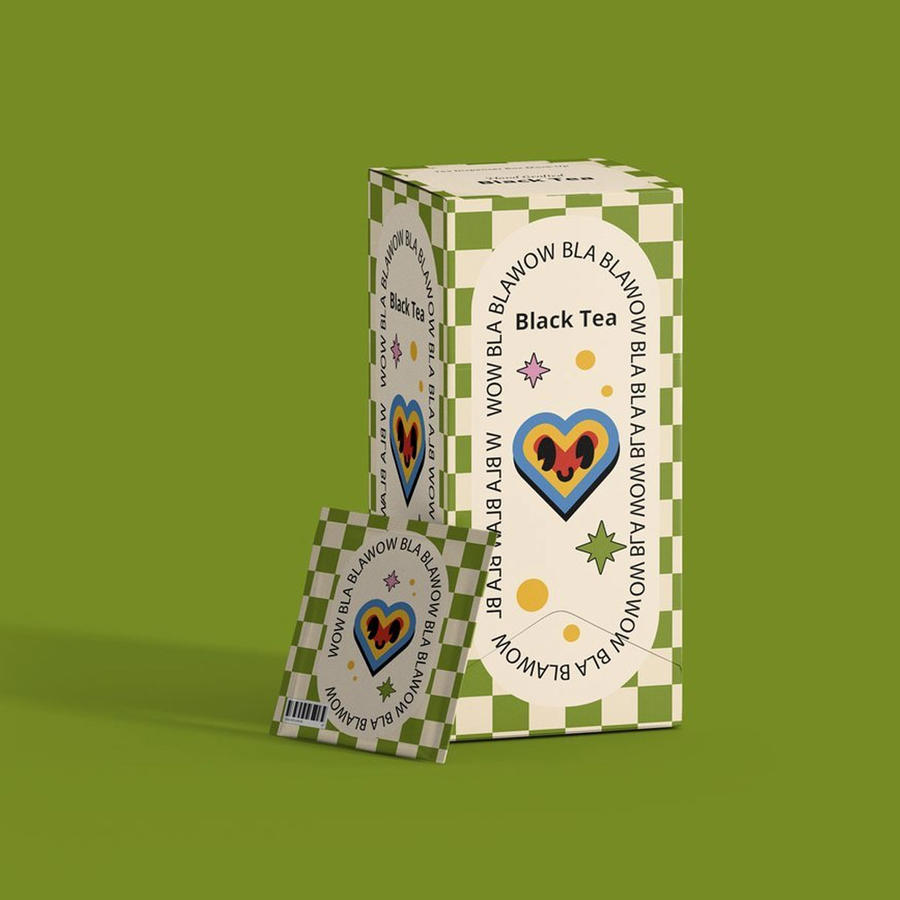 清新绿茶包茶袋包装纸盒样机