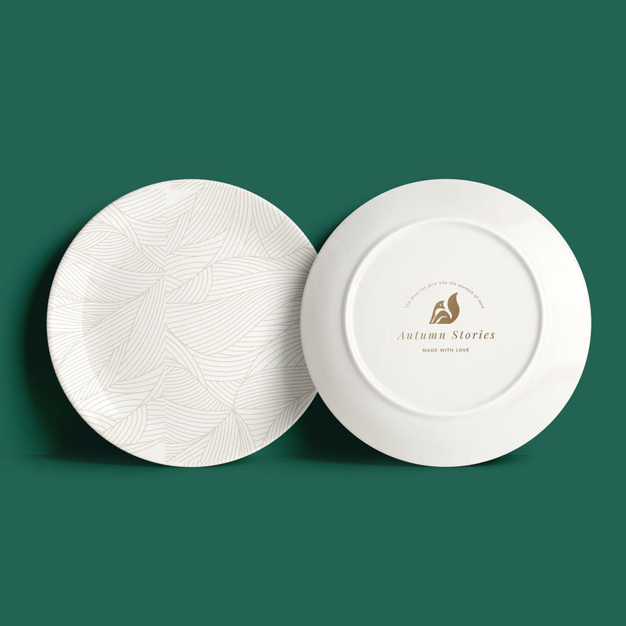 中式餐饮盘子盘底logo标志样机