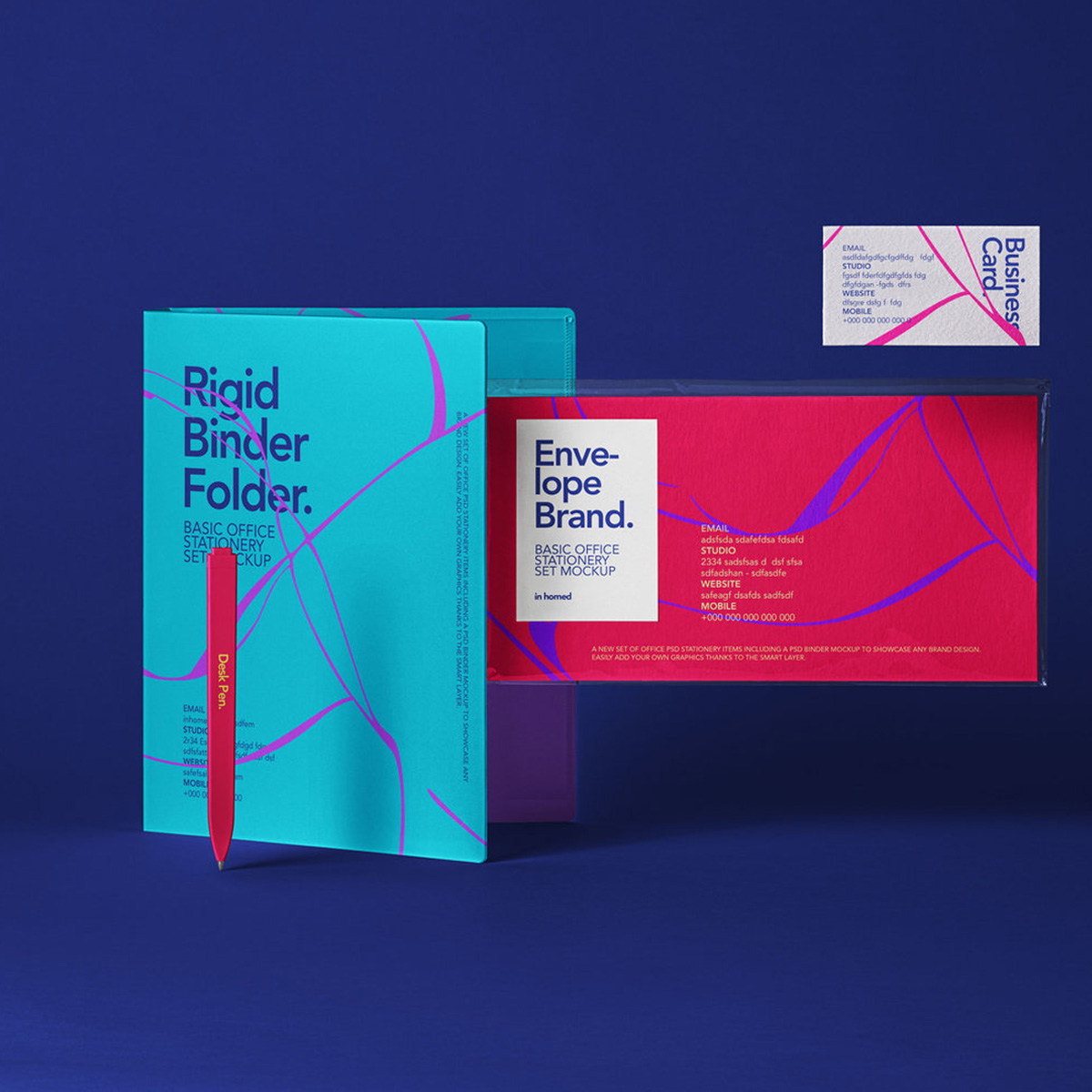 办公用品vis样机效果名片信封文件夹邀请函请柬展示