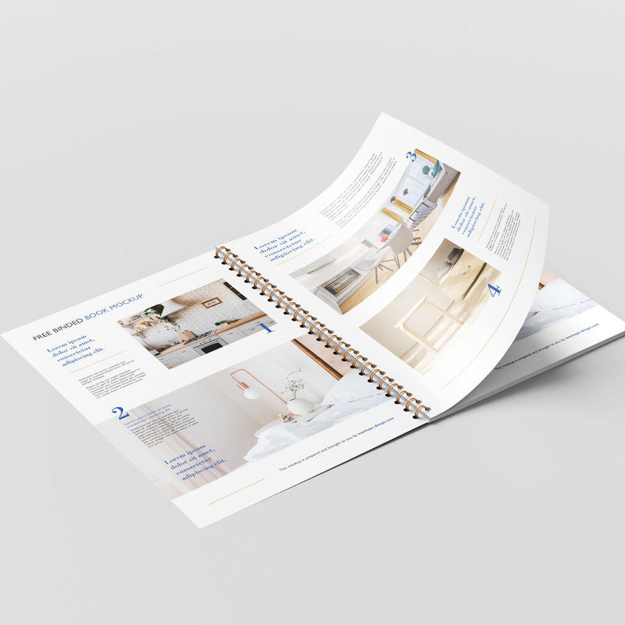 简约环装手册内页翻页效果样机