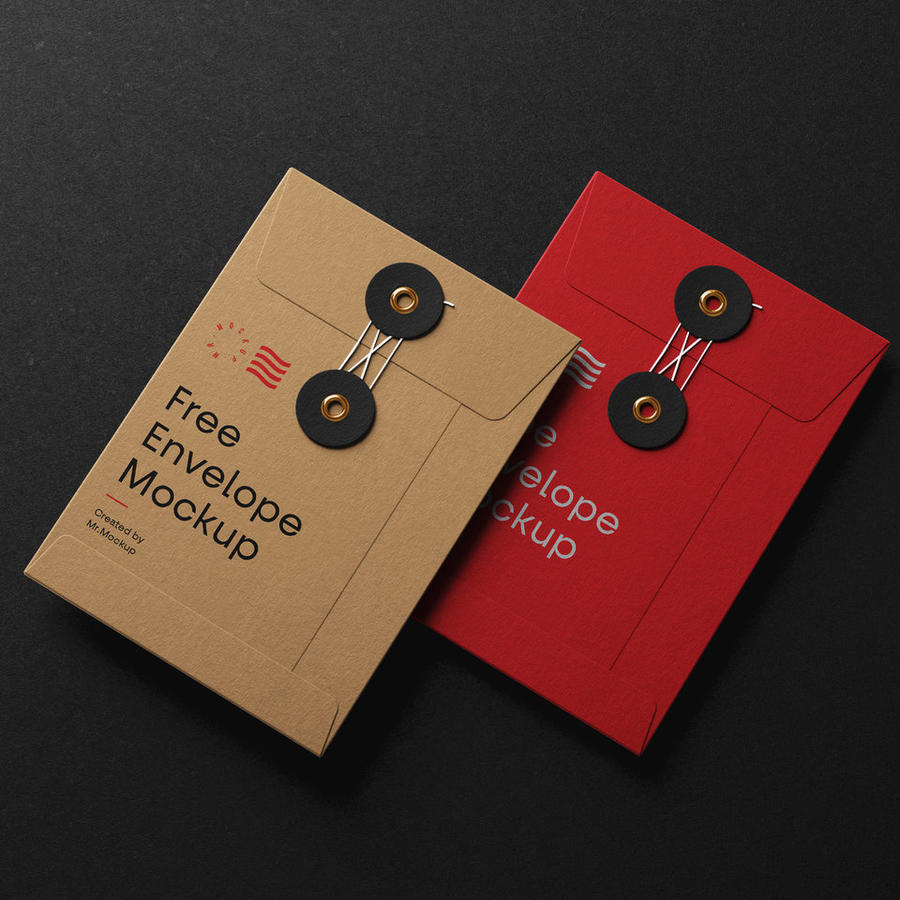 简约大气的倾斜牛皮纸档案袋和红色档案袋