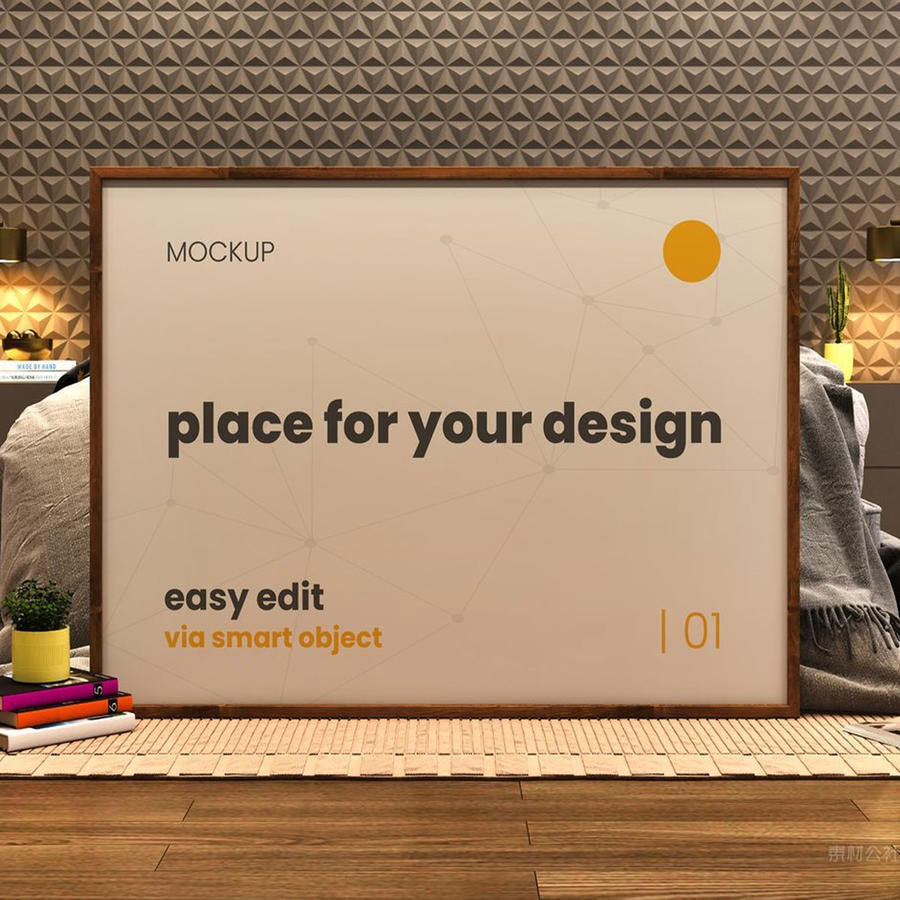 卧室框架海报样机