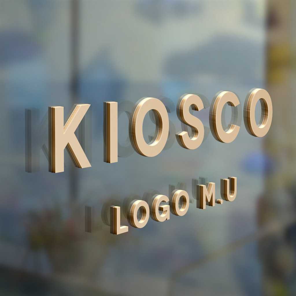 玻璃上的立体金属logo样机