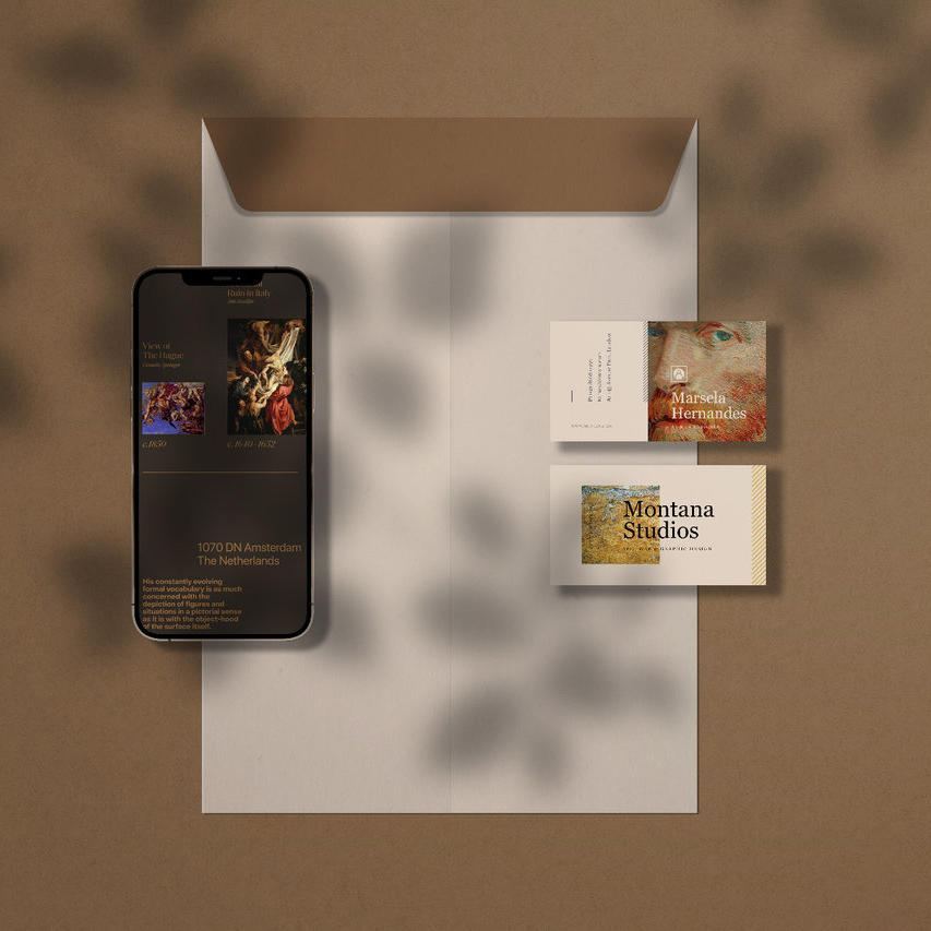 美术艺术展览馆iPhone手机文件袋资料袋信封名片样机