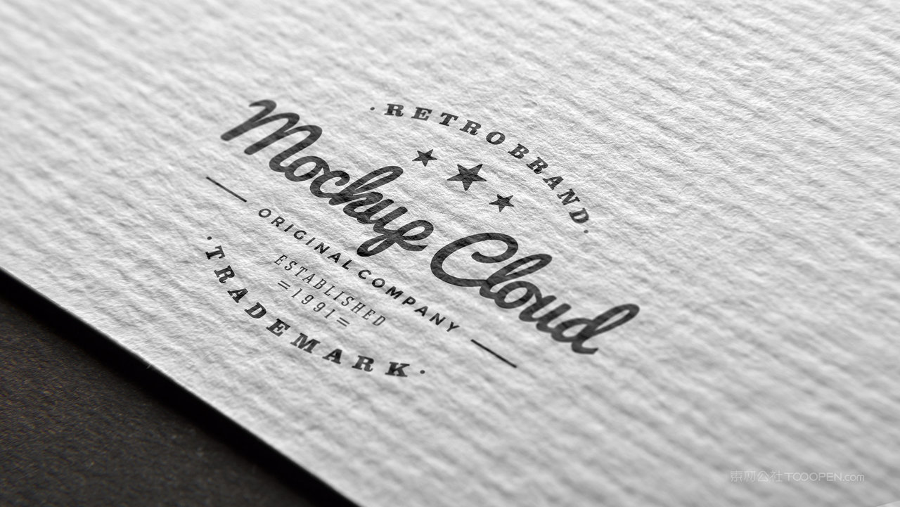白色纸张纹理上的logo样机贴图素材