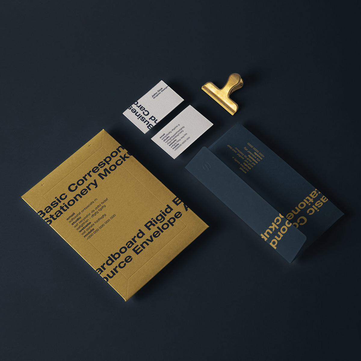 办公用品vis样机效果名片信封文件夹邀请函请柬展示