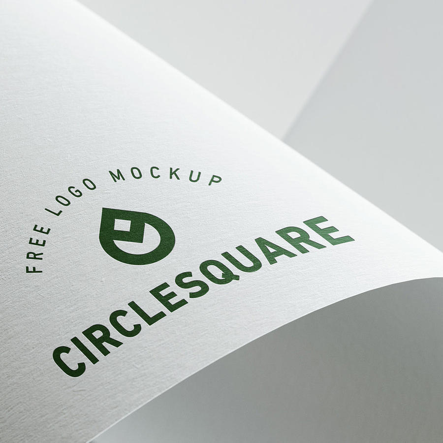 白色纸张细纹上的logo样机特写