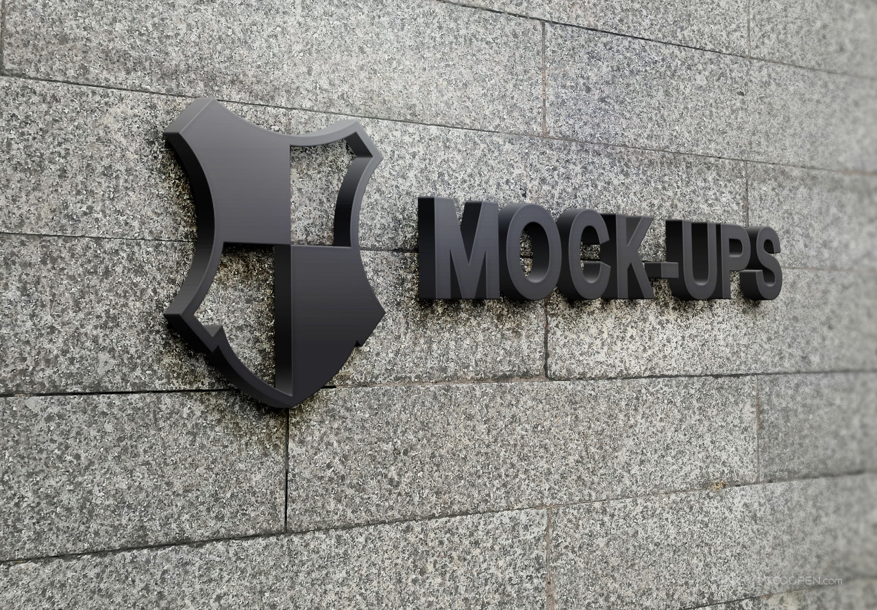 板砖砖块墙体立体字logo标志样机