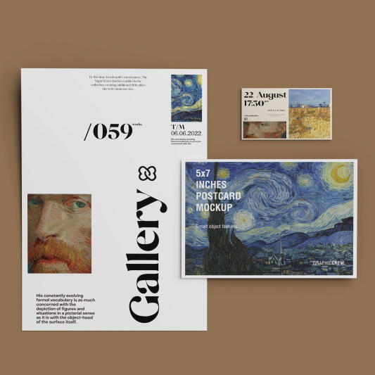 美术艺术展览馆DM单宣传单海报折页样机