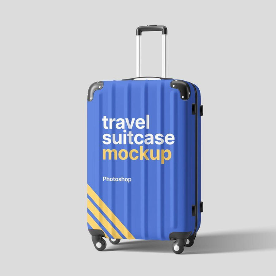 蓝色旅行箱拉杆箱样机