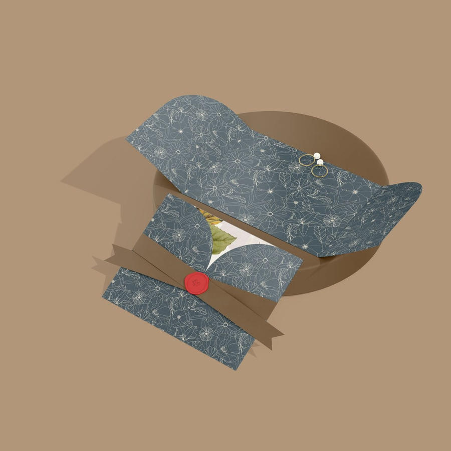 传统对折婚礼派对邀请函样机