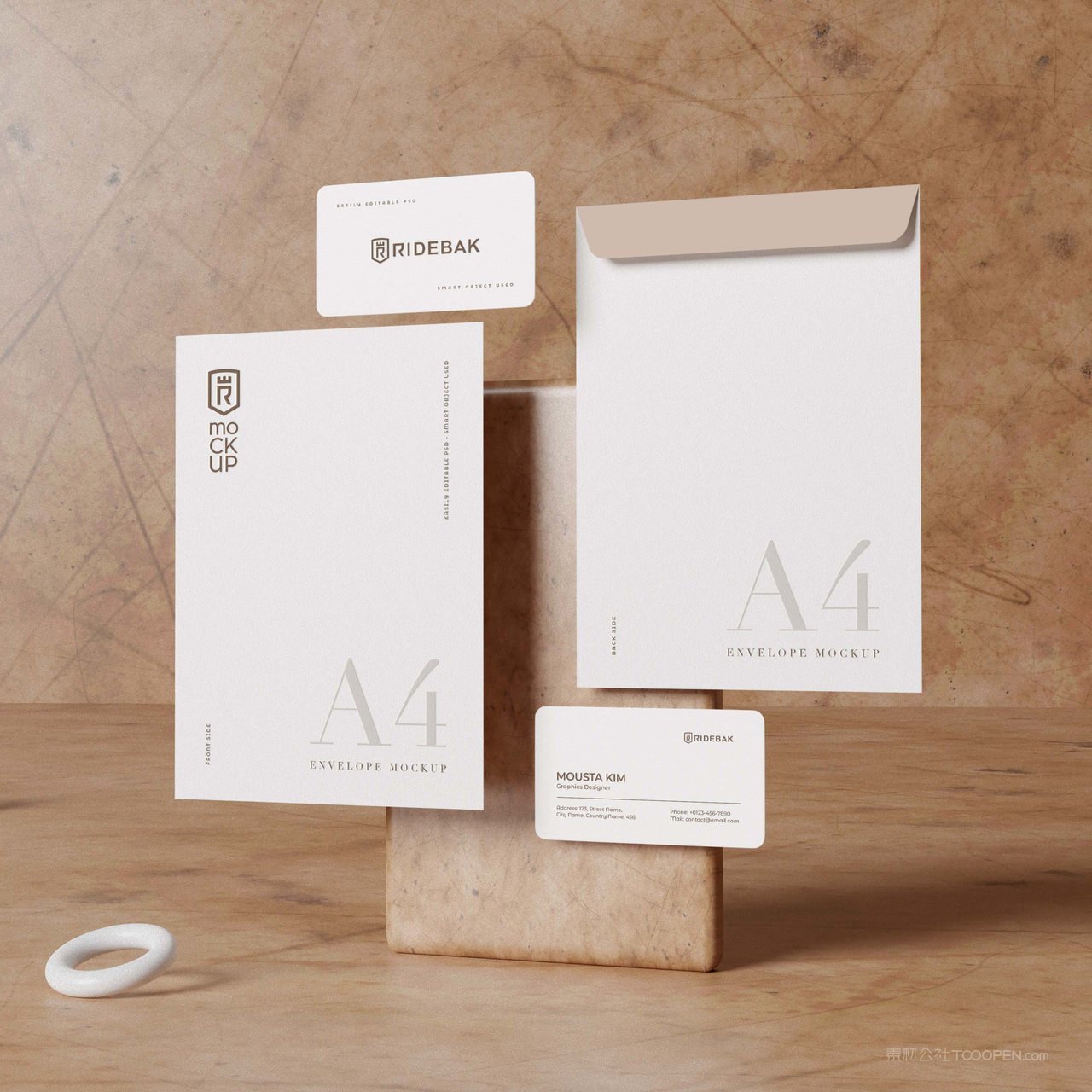 悬浮的文件袋名片贴图样机