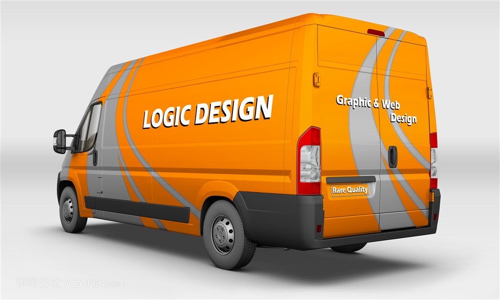 公共汽车大巴车厢式货车面包车贴图样机设计模板效果VI素材PSD分层y08