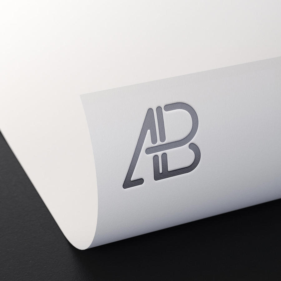 简约背景白色纸张上的logo样机