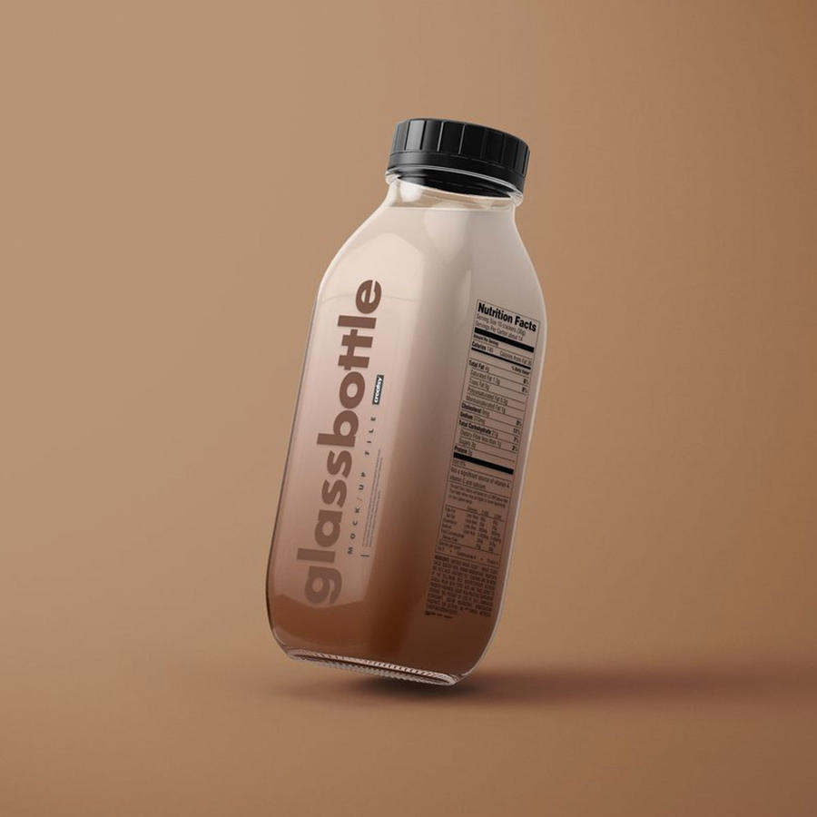 奶茶饮料果汁玻璃瓶样机