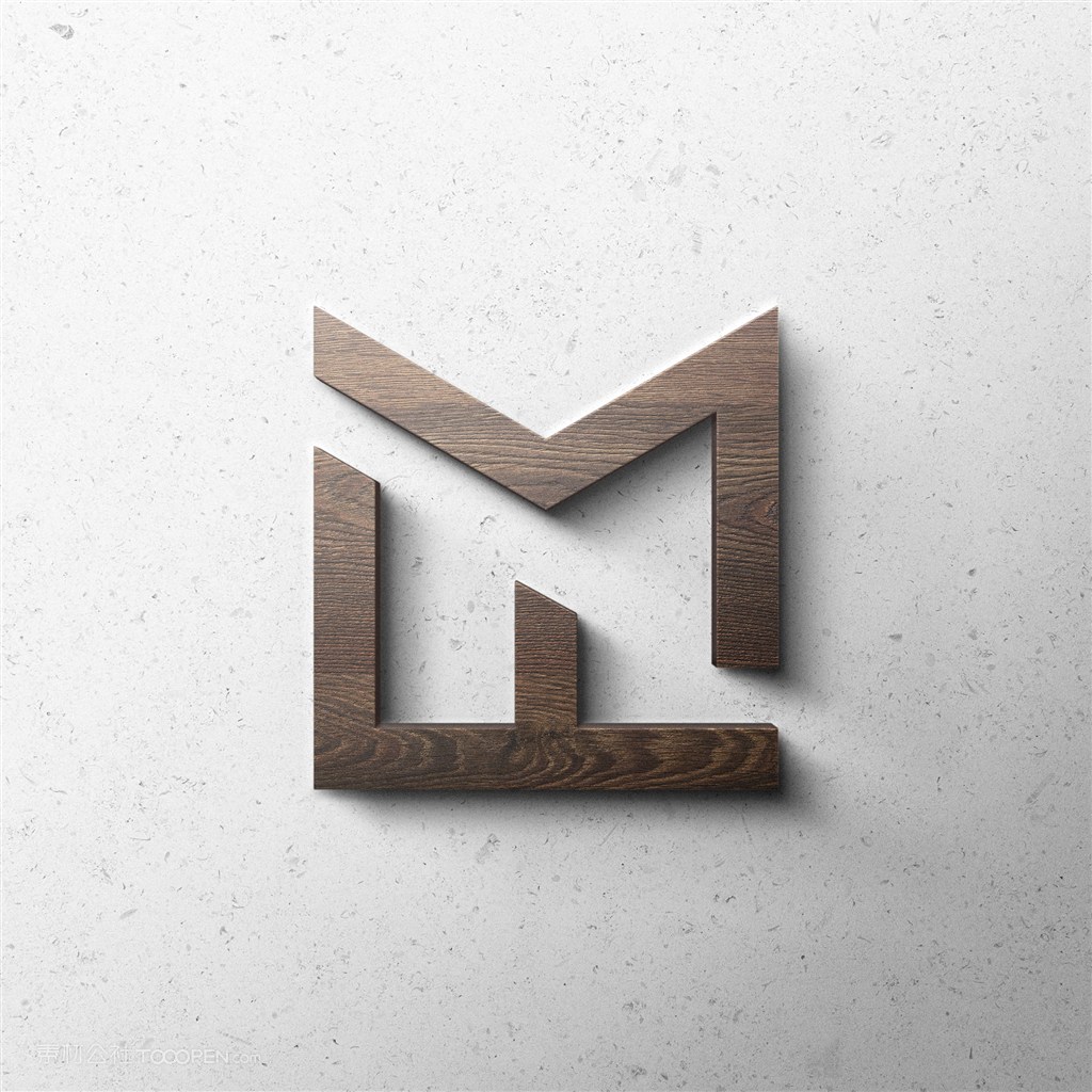 木质3d立体logo贴图样机