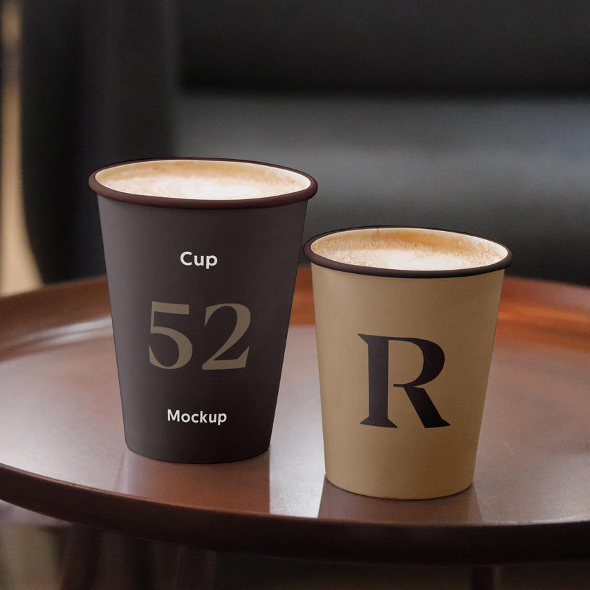 托盘上的咖啡杯场景样机素材