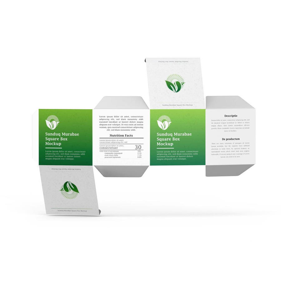 立体方形包装盒展开实物图模型样机