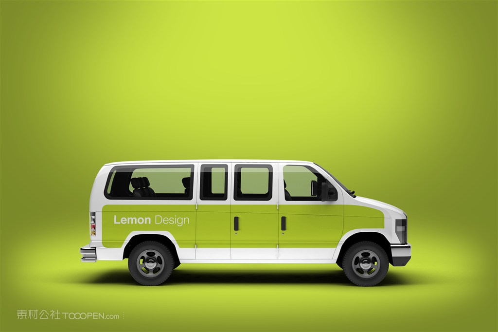 公共汽车大巴车厢式货车面包车贴图样机设计模板效果VI素材PSD分层