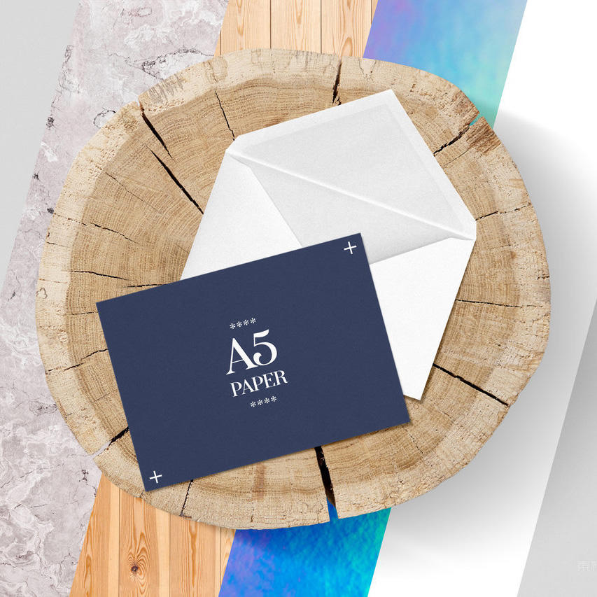 简约风格VI应用品牌名信封和卡片贴图样机3种背景可替换