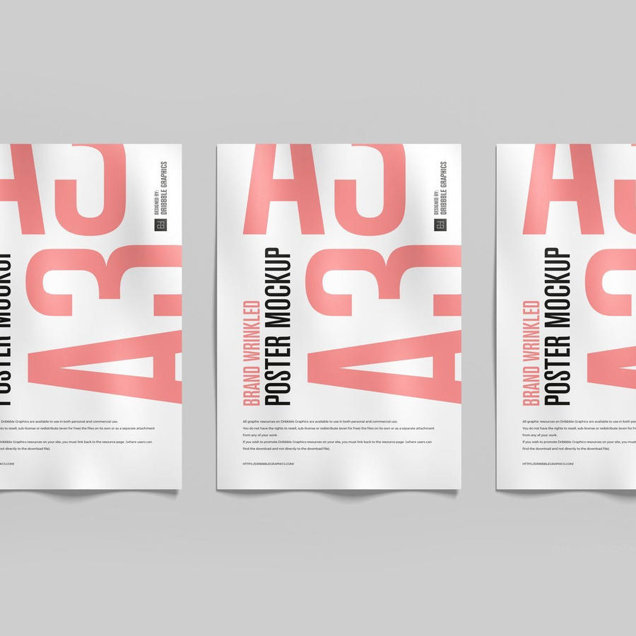 a3皱纹海报样机