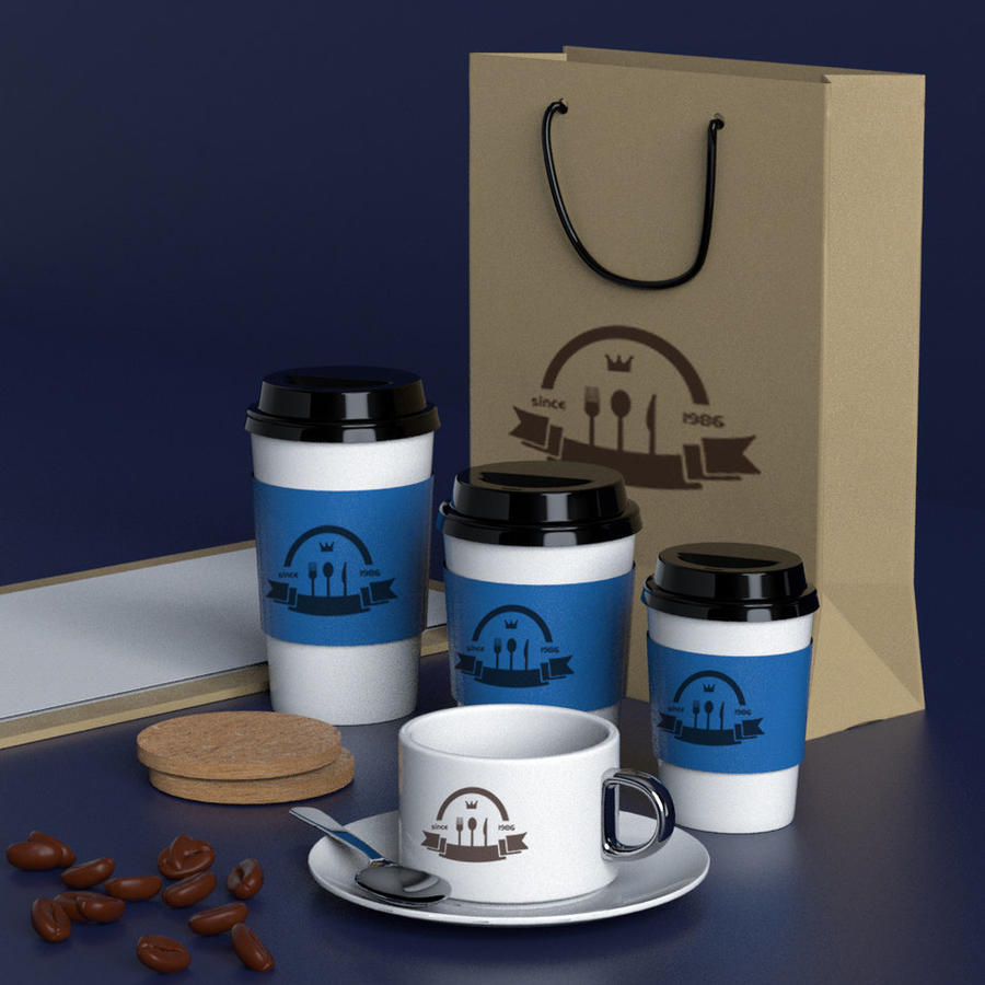 高端质感咖啡店咖啡vi样机