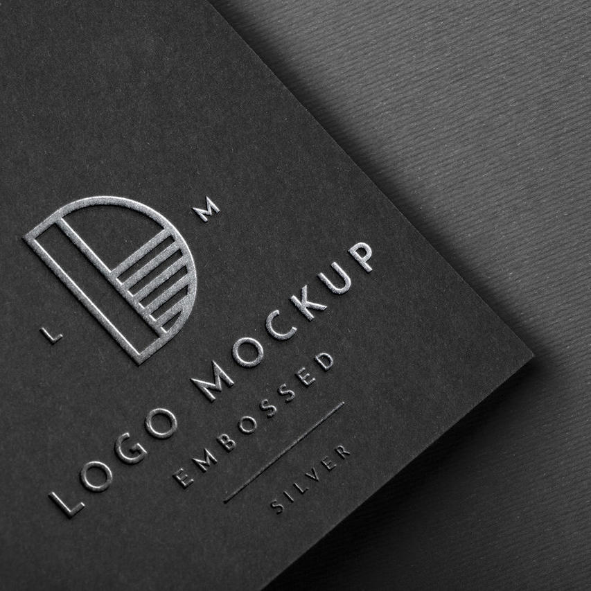 烫银logo样机烫银标志银色logo样机