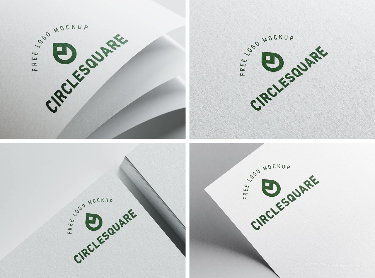 白色卡纸logo样机logo特写展示psd样机智能模板