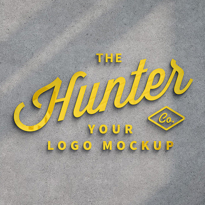 灰色墙面背景上的立体logo样机