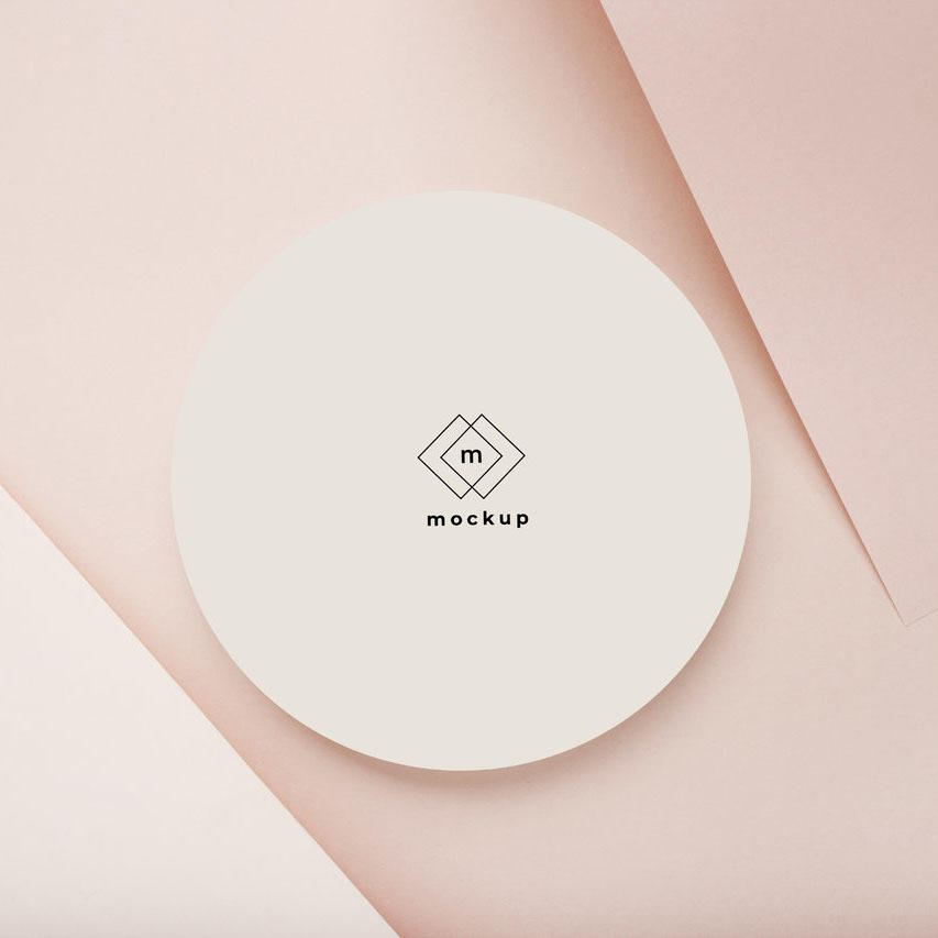 简约粉色立体背景logo样机