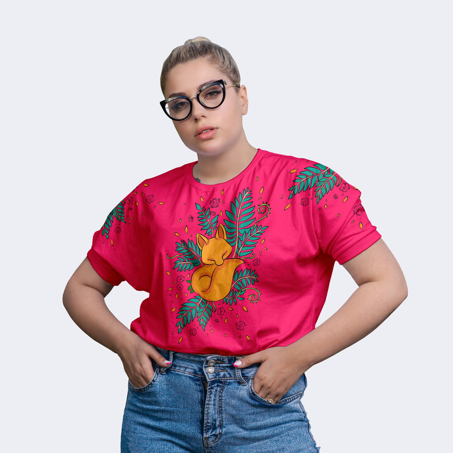 女性圆领T恤样机