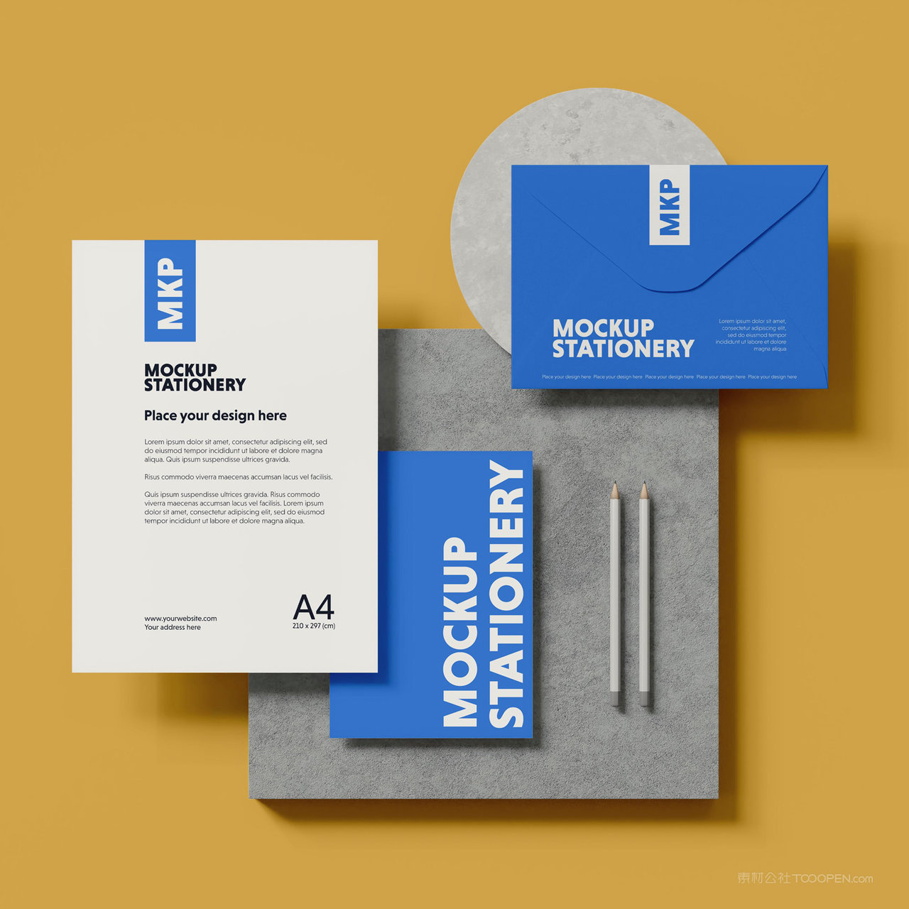 办公用品vi信封文档贴图样机