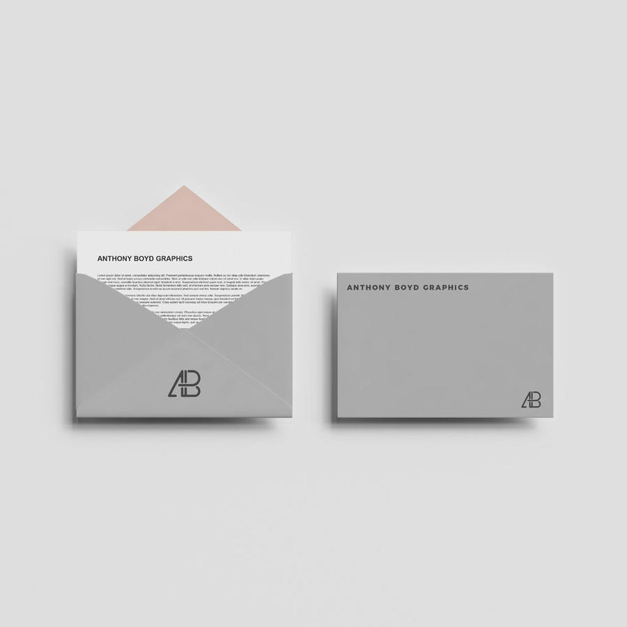 简约灰色调信封模型样机