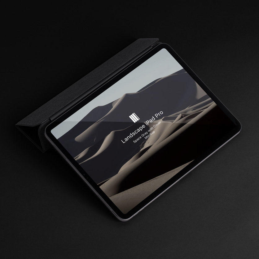 黑色大气平板电脑logo样机