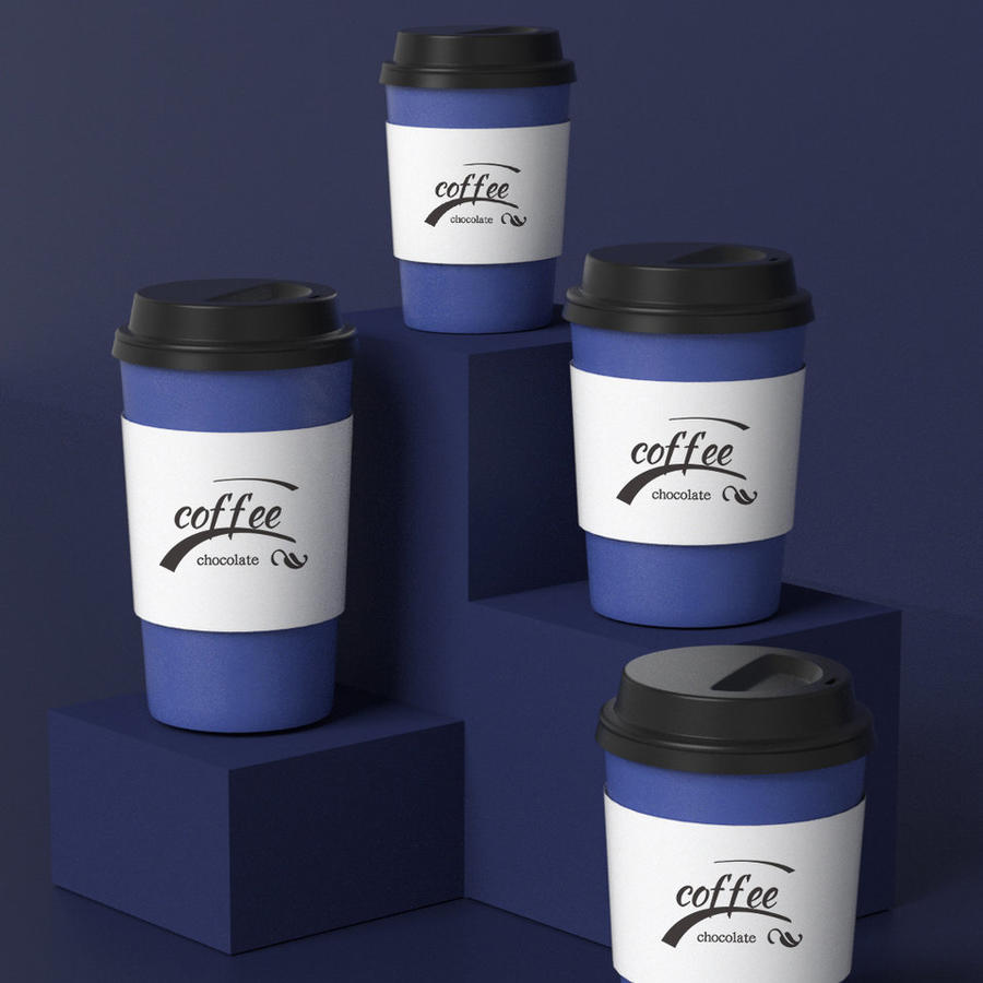 创意多组咖啡杯自由排版vi样机