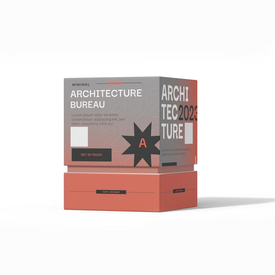 方形天地盖香水精品礼盒包装贴图样机