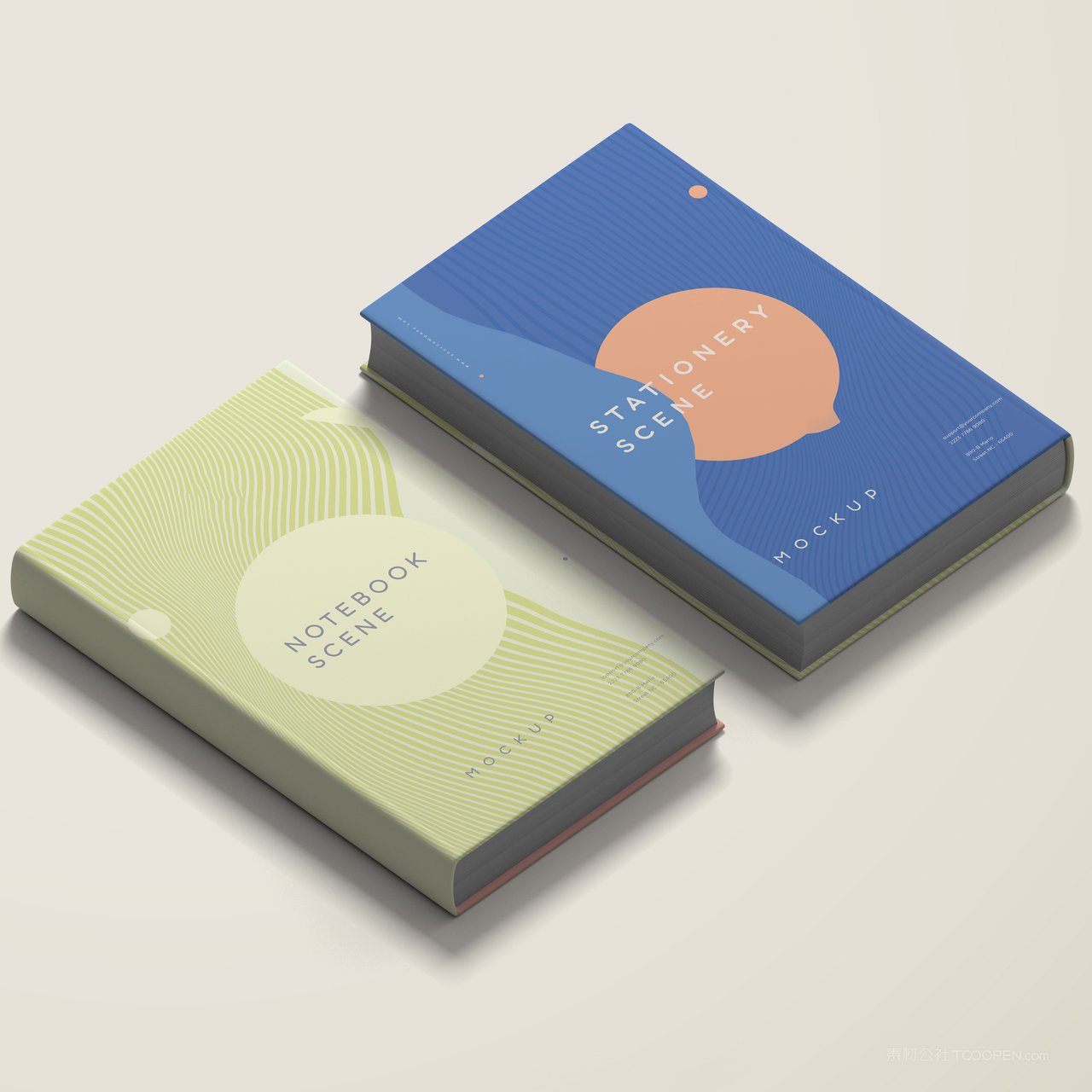 两本书籍画册封面封底贴图样机