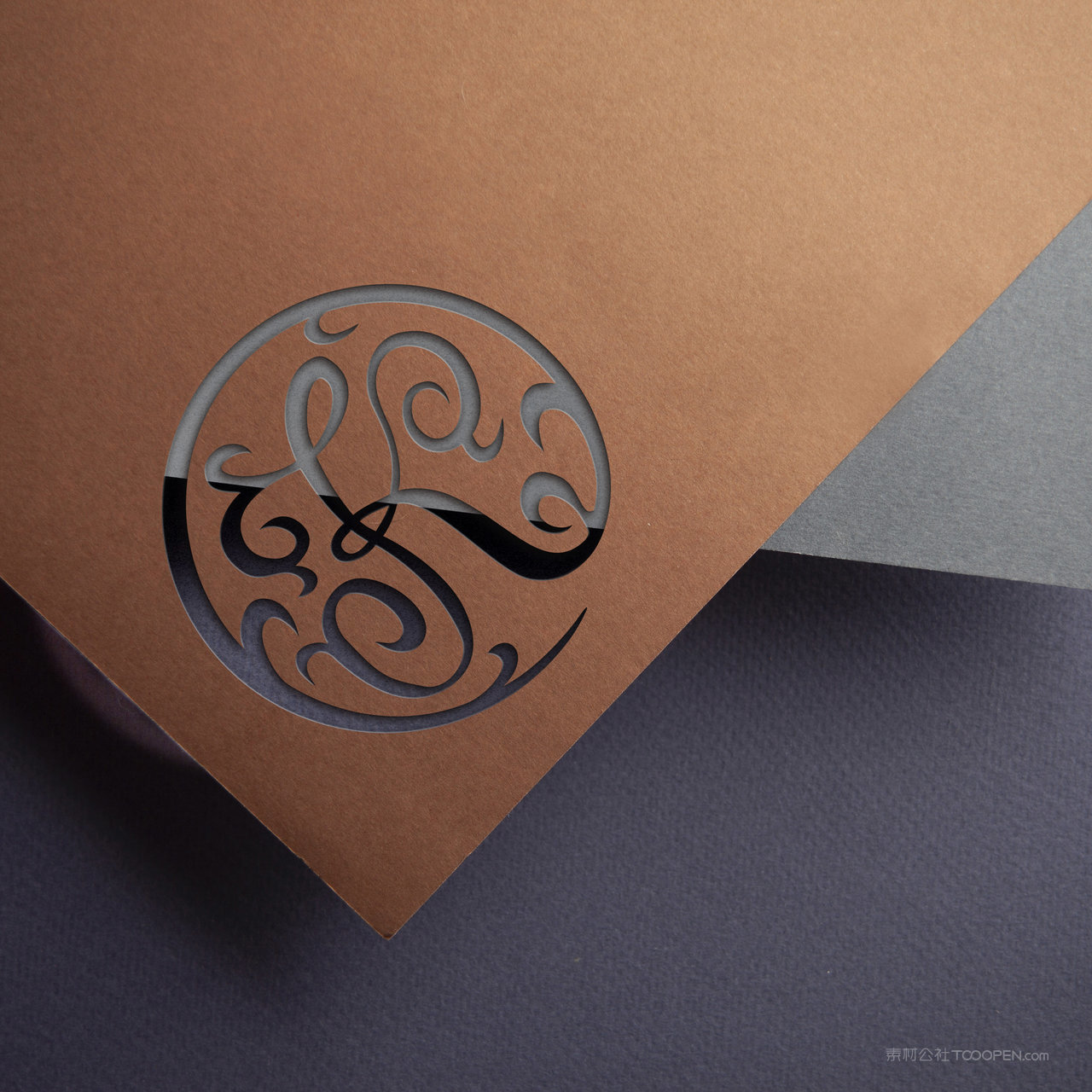 纸张上的镂空logo标志贴图样机